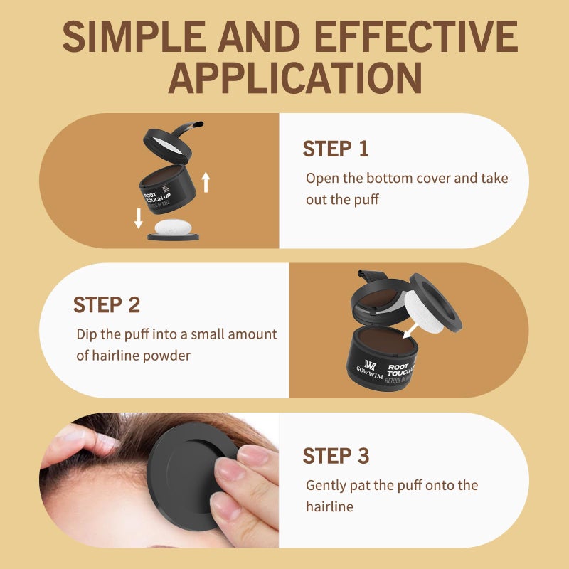 gowwim Hairline Powder (Light Cafe) - Hair Root Dye, Hair Color Shadow, Thin Hair Touch-Up Powder, 4g - Image 5